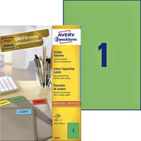 Etiket Avery Zweckform 3472 210x297mm A4 groen 100stuks - thumbnail