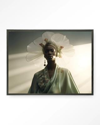 Urban Cotton Wandkleed 'Editorial Crown' 80 x 110cm in Floating Frame - black
