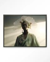 Urban Cotton Wandkleed 'Editorial Crown' 80 x 110cm in Floating Frame - black