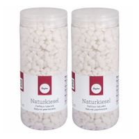 2x stuks kokers met witte decoratie steentjes kiezel 475 ml