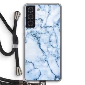Blauw marmer: Samsung Galaxy S21 FE Transparant Hoesje met koord