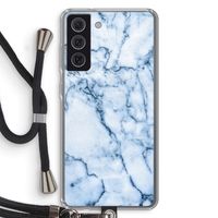 Blauw marmer: Samsung Galaxy S21 FE Transparant Hoesje met koord