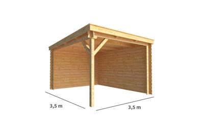 Overkapping Els 350 cm bij 350 cm diep Lessenaarsdak - Warentuin collection