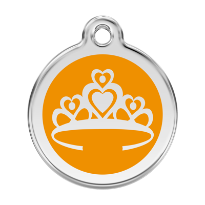 Crown Orange roestvrijstalen hondenpenning large/groot dia. 3,8 cm - Reddingo