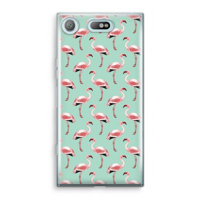 Flamingoprint groen: Sony Xperia XZ1 Compact Transparant Hoesje