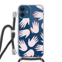 Hands pink: iPhone 12 Transparant Hoesje met koord