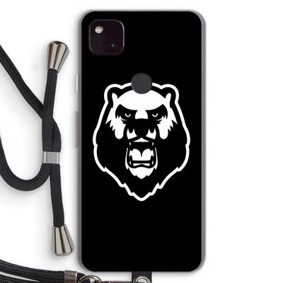 Angry Bear (black): Pixel 4a 5G Transparant Hoesje met koord