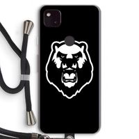 Angry Bear (black): Pixel 4a 5G Transparant Hoesje met koord