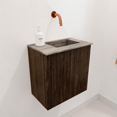 Toiletmeubel Mondiaz Joya Dlux | 40 cm | Meubelkleur Walnut | Faye wastafel Oza Wasbak Rechts | Zonder kraangat(en)