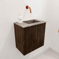 Toiletmeubel Mondiaz Joya Dlux | 40 cm | Meubelkleur Walnut | Faye wastafel Oza Wasbak Rechts | Zonder kraangat(en)