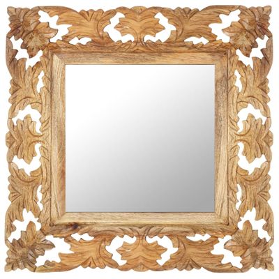 VidaXL Spiegel handgesneden 50x50 cm massief mangohout bruin
