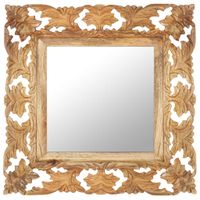 VidaXL Spiegel handgesneden 50x50 cm massief mangohout bruin