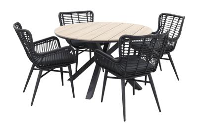 Edison tuintafel met 4 Jasmine dining tuinstoel