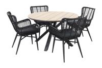 Edison tuintafel met 4 Jasmine dining tuinstoel
