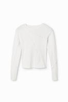 Geribd T-shirt met patch - WHITE - S