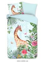 Good Morning Kinderdekbedovertrek "giraf" - Aqua - (140x200/220 cm) - Katoen