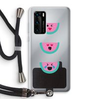 Smiley watermeloen: Huawei P40 Transparant Hoesje met koord