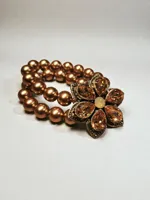 Dole Luna Armband champagne-amber met Swarovski bloem