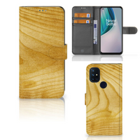 OnePlus Nord N10 Book Style Case Licht Hout - thumbnail