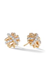 David Yurman puces d'oreilles Crossover en or 18ct pavées de diamants (11 mm)