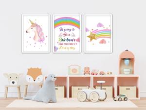 Poster - Rainbow and Unicorn / Set van 3