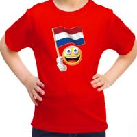 Verkleed Nederland T-shirt voor kinderen - rood - emoticon met vlag - Koningsdag