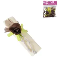 Servetring touw met bloemdecoratie bruin set van 4 | 24 stuks