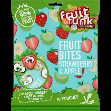 Fruitfunk Fruit Bites Strawberry & Apple 10 x 10 g bij Jumbo