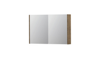 INK SPK1 spiegelkast met 2 dubbel gespiegelde deuren, stopcontact en schakelaar 90 x 14 x 60 cm, naturel eiken