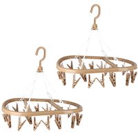 Wasgoed droogcarrousel/droogmolen - 2x - 20 clips/knijpers - beige - kunststof - 30 x 42 cm