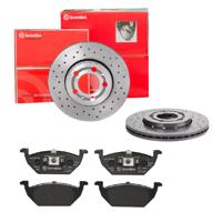 Remmenset, remschijf BREMBO, Remschijftype: Geperforeerd / Geventileerd, Inbouwplaats: Vooras, u.a. für Seat, Audi, Skoda, VW