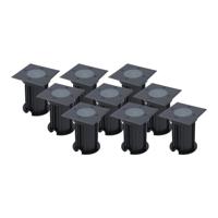 Set van 9 Ramsay LED Grondspots - Vierkant - Dimbaar - GU10 - Excl. Lichtbron - Tuinspot - Zwart - IP67 waterdicht - Overrijdbaar voor de Oprit, Tuin en Terras