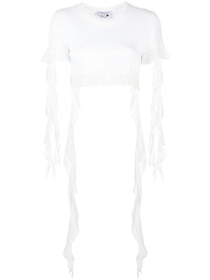 Blumarine haut crop en coton à volants - Blanc