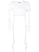 Blumarine haut crop en coton à volants - Blanc