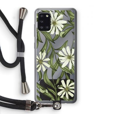Wit bloemenpatroon: Samsung Galaxy A31 Transparant Hoesje met koord