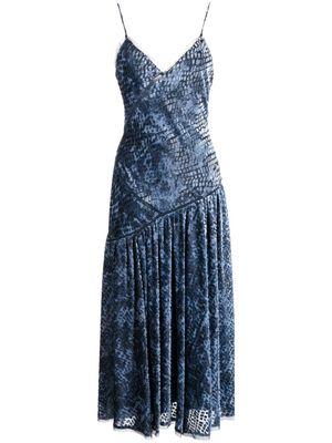 Ulla Johnson robe Elodie mi-longue en effet de velours - Bleu