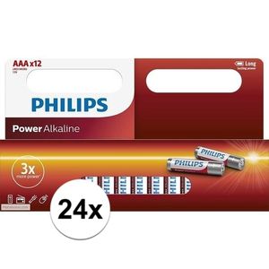 24x Philips AAA batterijen power alkaline