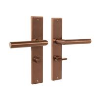 Mooi Deurbeslag Ferro geveerd op schild wc 63/8 mat brons