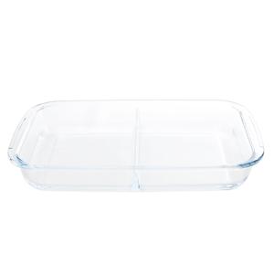 Ovenschaal 2-vaks - 3,2 liter 34 x 21 x 5 cm - rechthoekig - glas