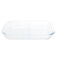 Ovenschaal 2-vaks - 3,2 liter 34 x 21 x 5 cm - rechthoekig - glas