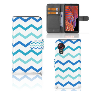 Samsung Galaxy Xcover 5 Telefoon Hoesje Zigzag Blauw