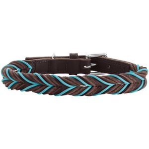 Hunter Solid Education Bruin, Turkoois Leer M Hond Standaard halsband