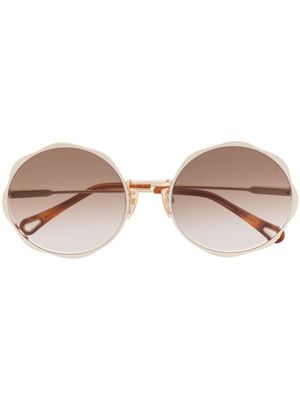 Chloé Eyewear lunettes de vue rondes à logo gravé - Or