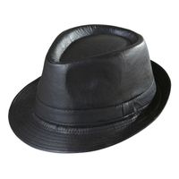 Zwarte trilby hoed lederlook voor volwassenen