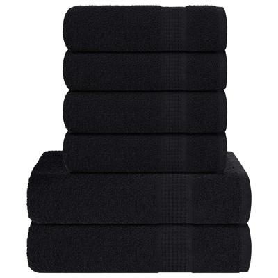 VidaXL 6-delige handdoekenset 360 g/m² 100% katoen zwart