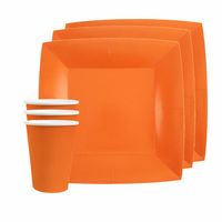 Santex 20x wegwerp bordjes en bekertjes - oranje   -