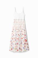 Gecombineerde midi-jurk met bloemen - WHITE - L