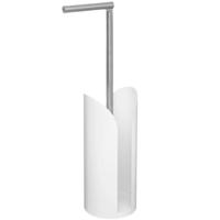 5Five Staande wc/toiletrolhouder met reservoir en flexibele stang - wit - 59 cm - metaal