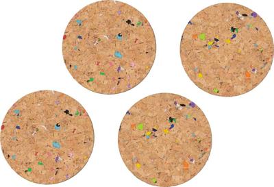 HEMA Onderzetters Ø 9.5 cm kurk recycled terrazzo - 4 stuks (terra)
