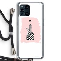 Zwart-wit cactus: Oppo Find X3 Pro Transparant Hoesje met koord